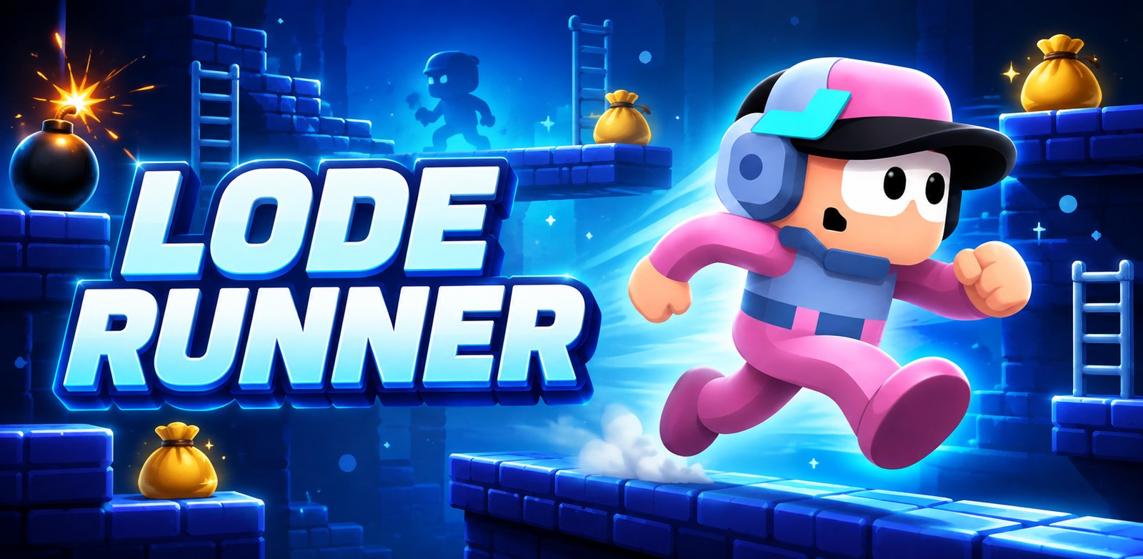 Lode Runner &mdash; a runner sprinting past ladders and bags of gold