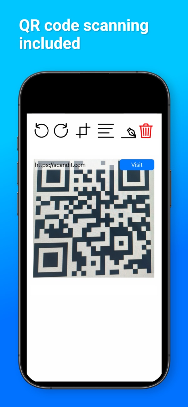 QR code scanned from a document, with a link to open