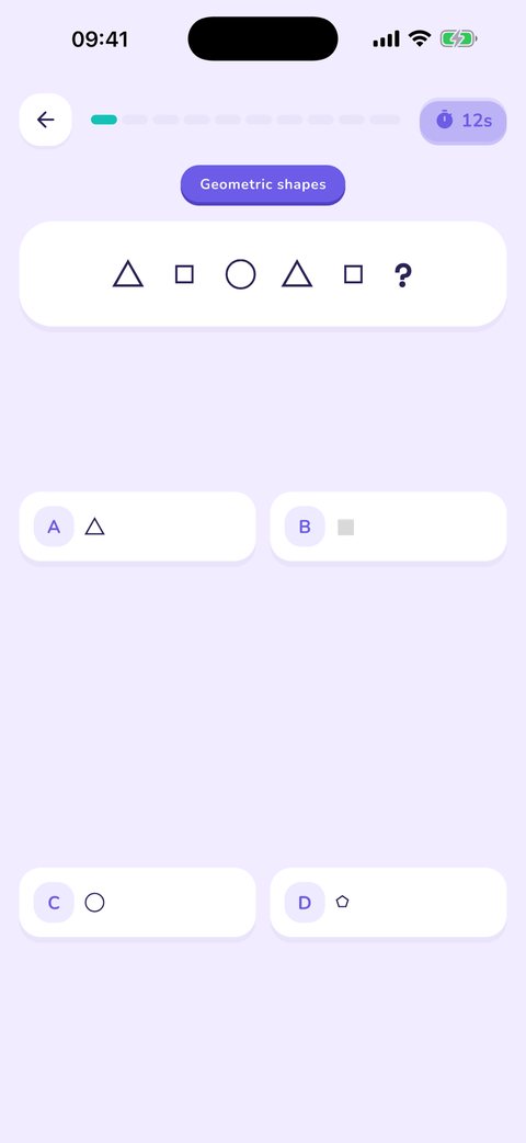 A geometric shapes puzzle: which shape comes next in the pattern