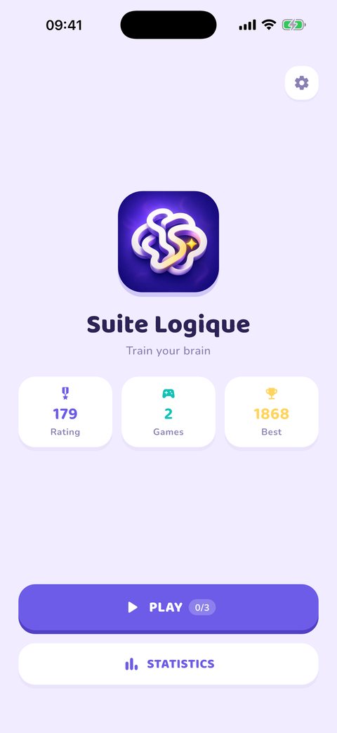Home screen with your rating, games played and best score