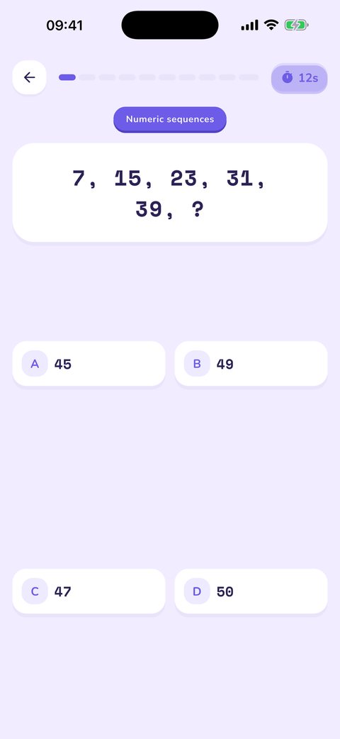 A number sequence puzzle with twelve seconds left on the clock