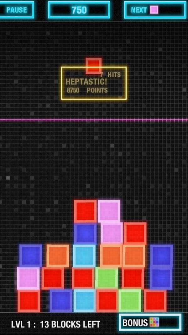 Light Fields combo: 7 hits, Heptastic, 8750 points