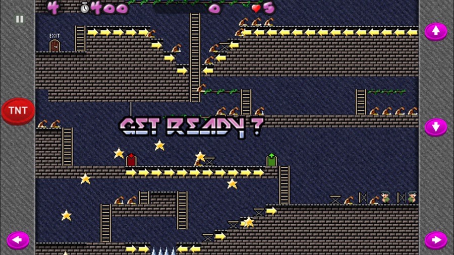 Android Lode-Runner gameplay: ladders, guards and bumpers