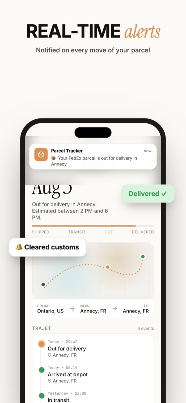 Real-time delivery alerts