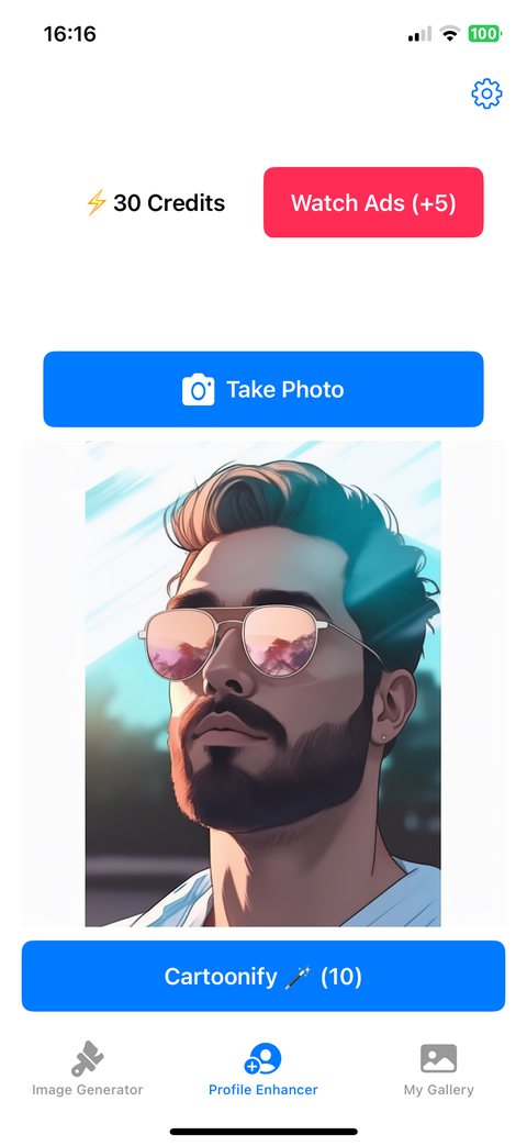 The same photo turned into a cartoon portrait