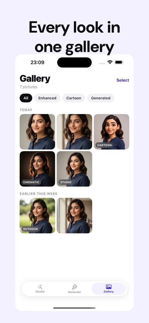 Gallery: enhanced, cartoon and generated pictures filed by day